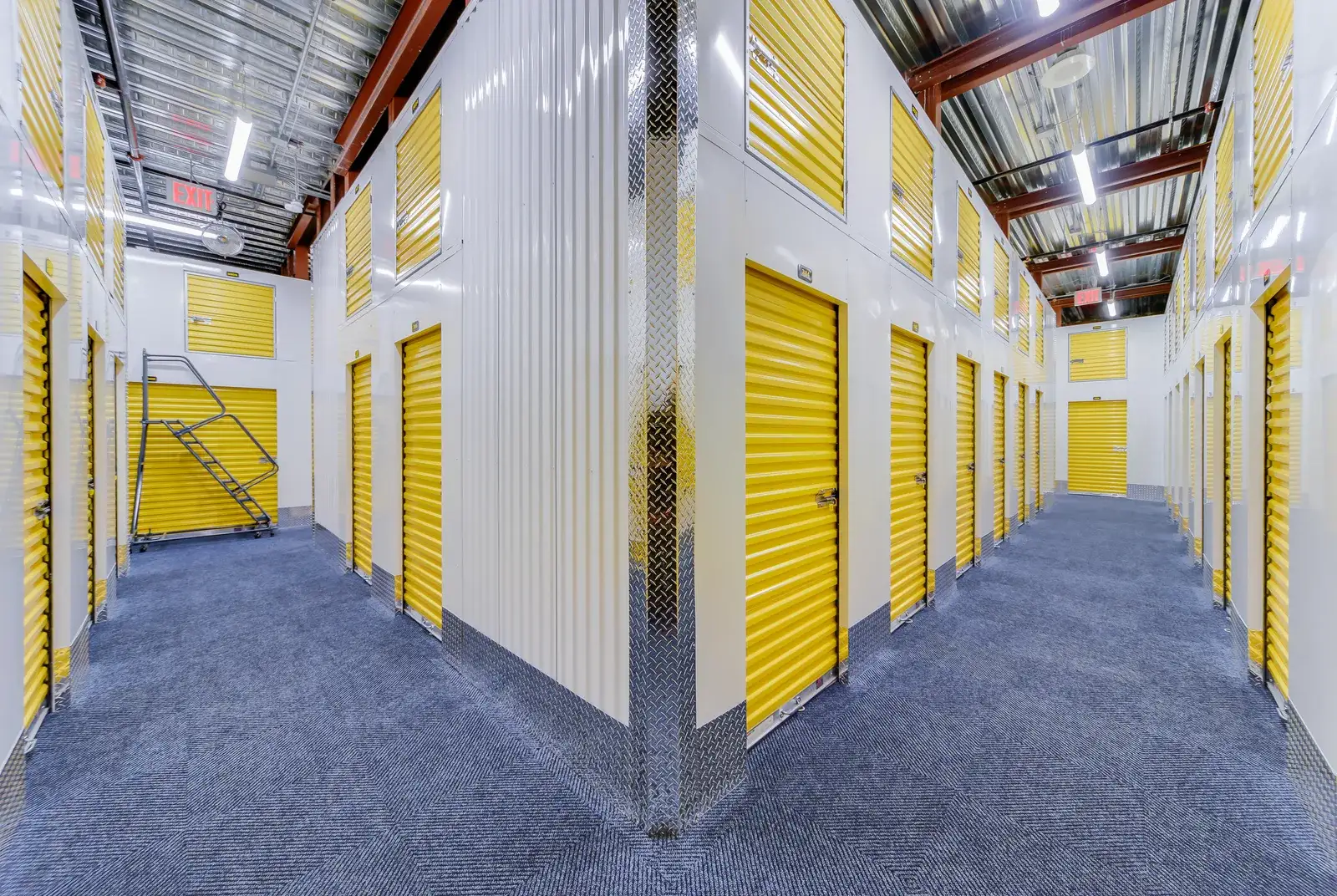 Interior storage units and common areas inside a Brooklyn commercial facility shot for a commercial real estate photographer, showing the building layout and facilities for tenants