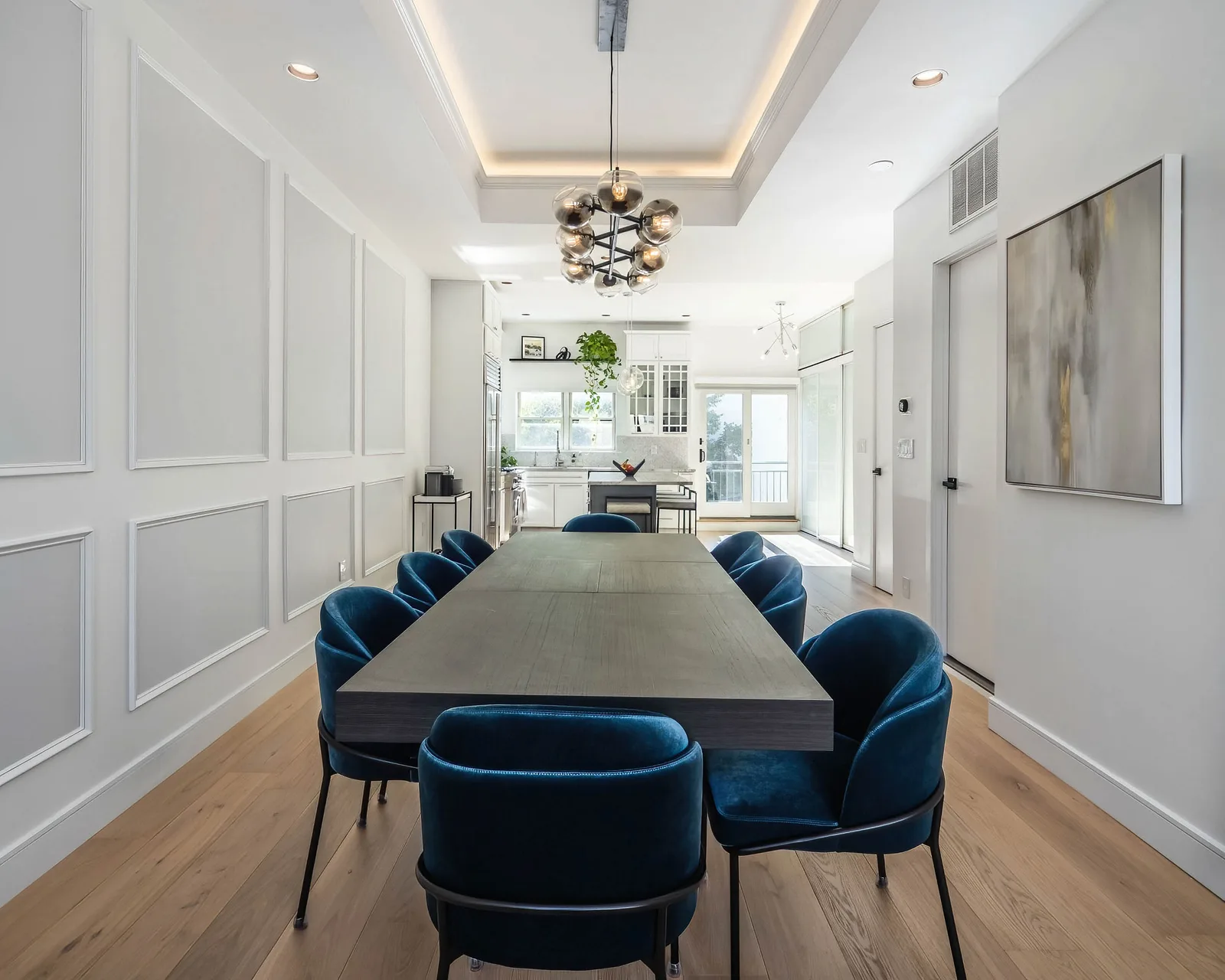 Open living and dining room captured for a 360 virtual tour of a New York City apartment, showing how buyers explore the layout and floor plan