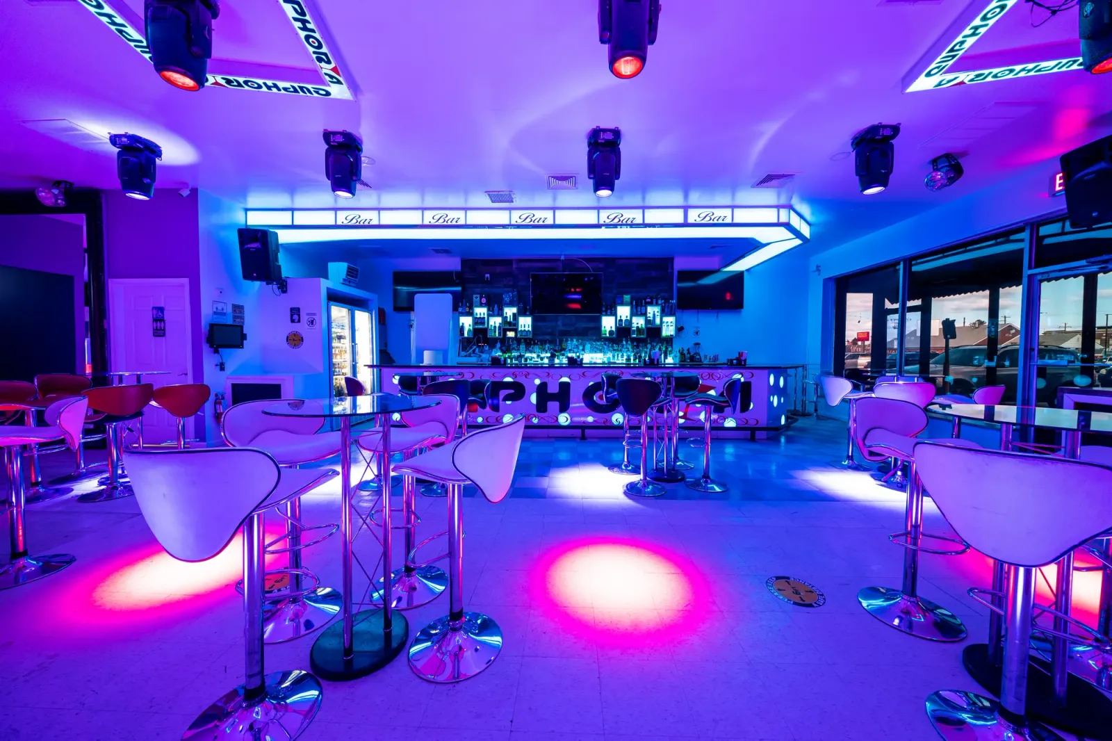 Commercial lounge and bar interior shot for a New York City property by an OpenDoors360 real estate photographer