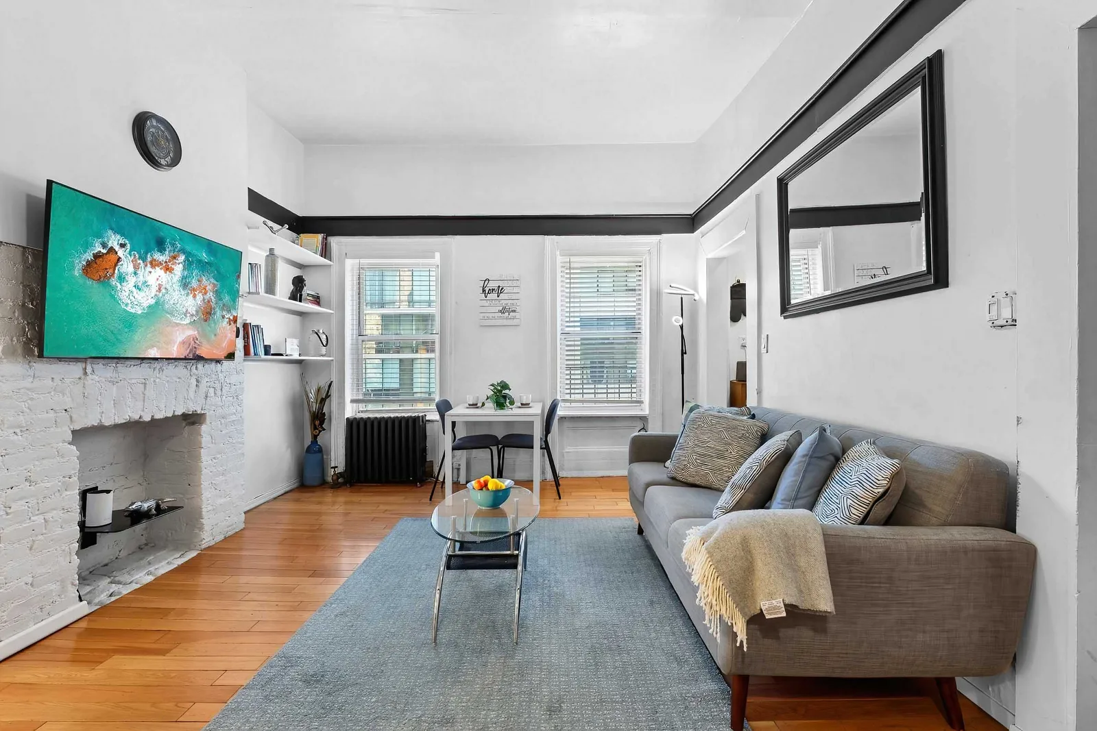 Prewar apartment unit living room shot for a Bronx real estate listing that helps potential buyers picture the space, New York City
