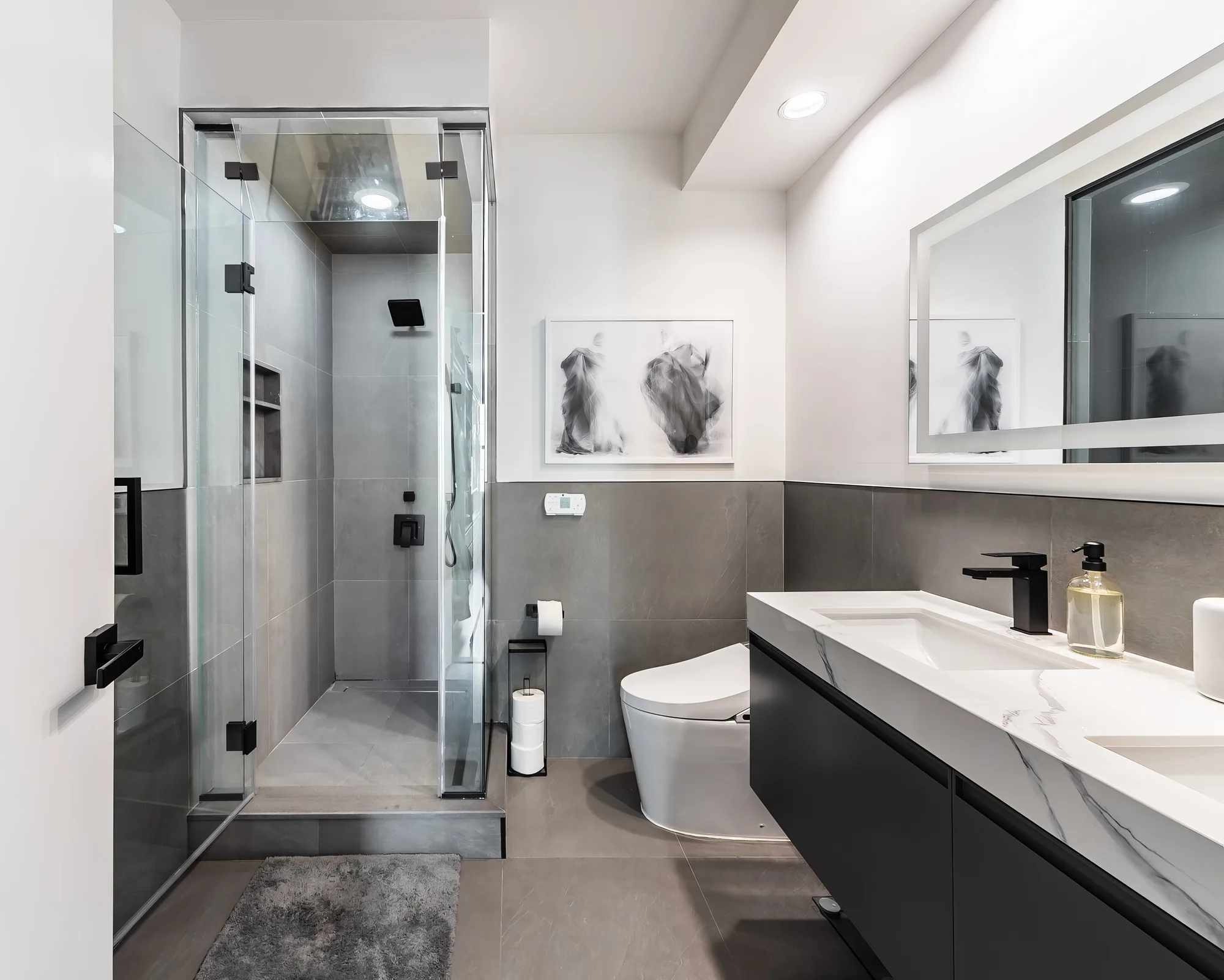 Modern double-vanity bathroom captured for a Brooklyn listing by an OpenDoors360 real estate photographer